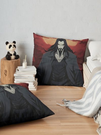 Netflix Castlevania Dracula Vampire Gothic Horror Castle Netflix Anime Throw Pillow Official Castlevania Merch